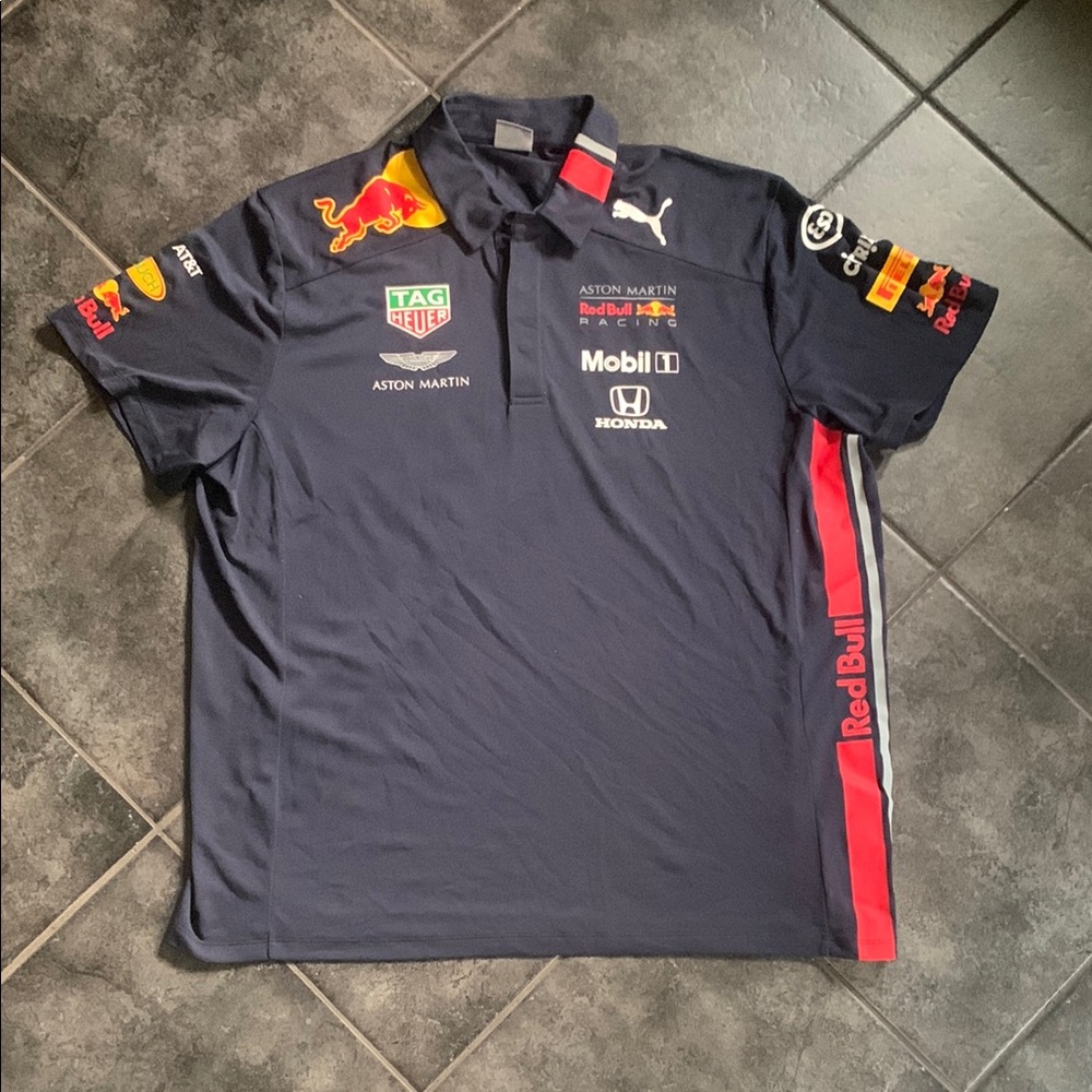 Puma dark Blue and red Racing Polo Shirt red bull racing formula 1